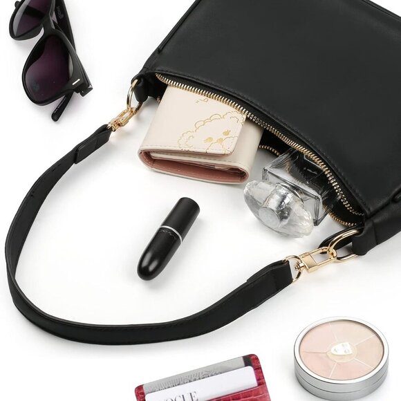 Classic Clutch Shoulder Tote HandBag with 2 Removable Straps and Zipper Retro Cl - Picture 6 of 6